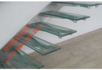 Конзолна метална стълба - стъпало стъкло